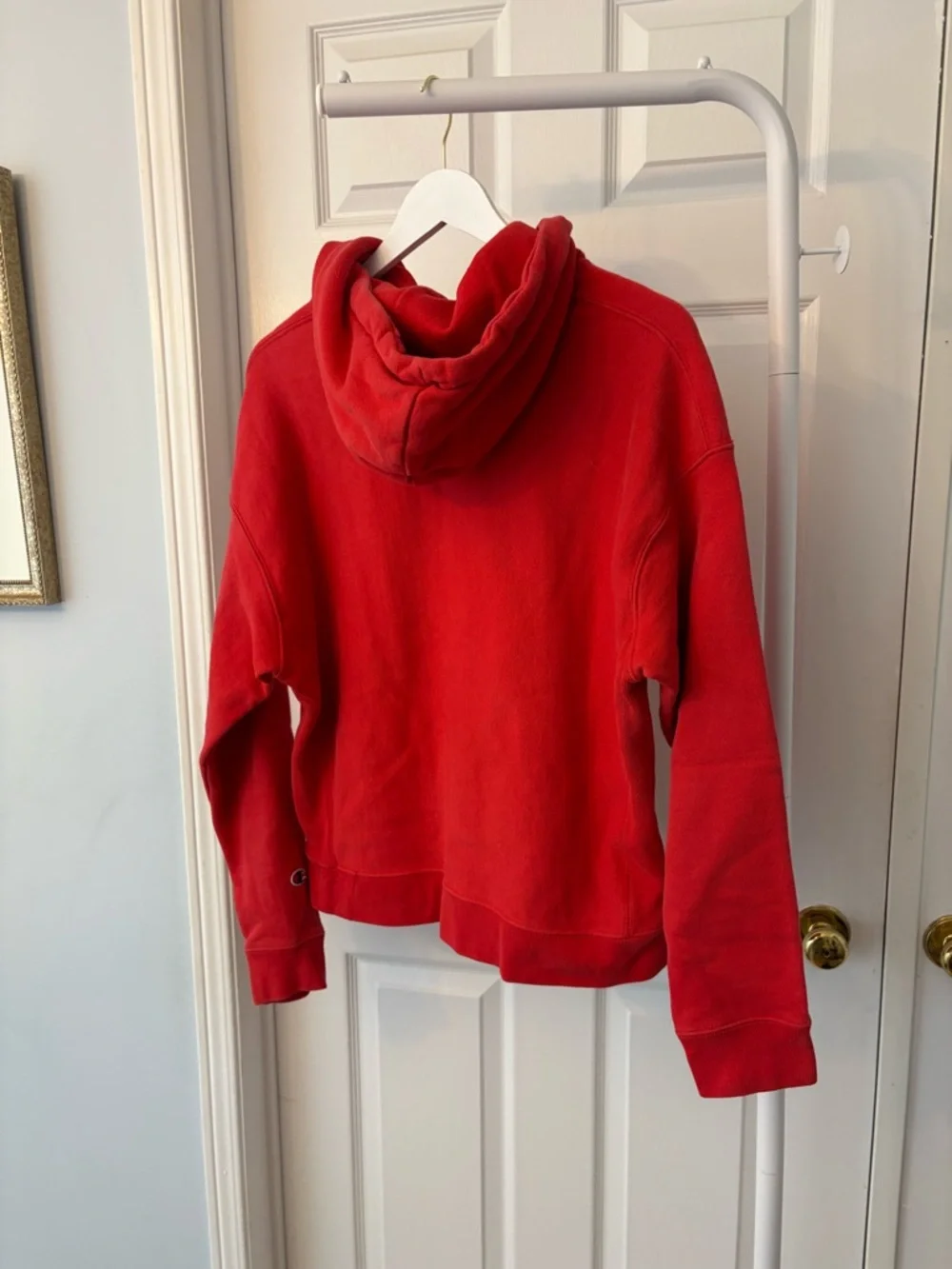 Champion Red Hoodie Sweatshirt Size Large Cotton - Picture 4 of 10